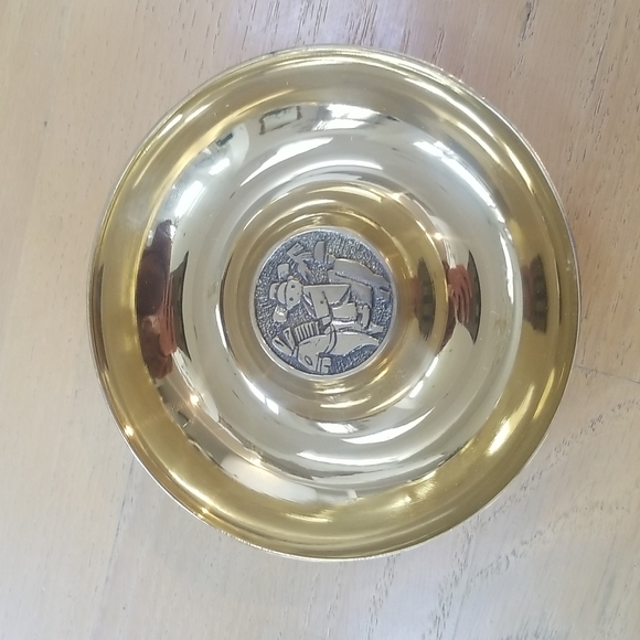 Antique Wedding Set Brass Ashtray & Cigarette Holder - Picture 5 of 16